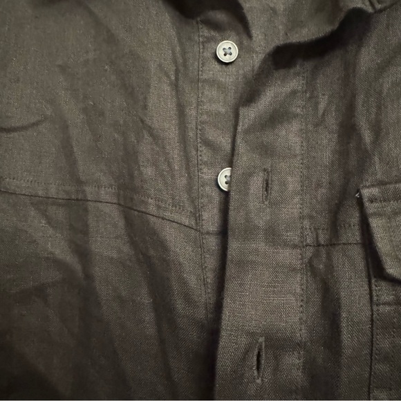 Vince Men's Black 100% Linen Popover Casual 1/4 button down - Picture 5 of 10
